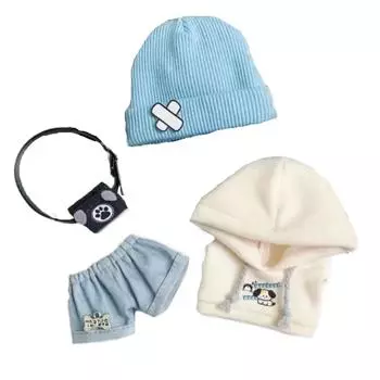 1 set with Hat Doll Clothes Outfit Puppy Set Doll Dress Up Set 10cm Cotton Doll 1 set