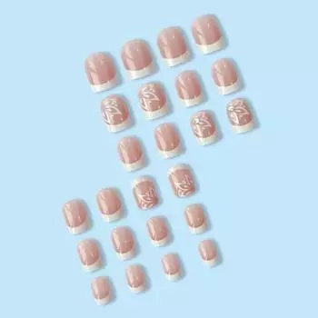1 комплект с покрытием для ногтей безвредный полный искусственный блеск DIY клей французский стиль пестик кожа