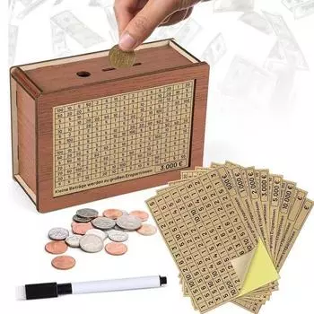 1 комплект, деревянная копилка с наклейкой-счетчиком, большой емкостью, копилка, контейнер для монет и денег для детей и взрослых