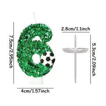 1 шт. 0-9 цифра футбол день рождения свечи зеленые блестки цифровая свеча день рождения футбольный мяч свеча для украшения торта