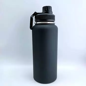 1 шт. 1000 мл герметичная черная матовая бутылка для воды из нержавеющей стали с пряжкой-подвеской - сохранит ваши напитки горячими или холодными в течение всего дня 32oz чёрный