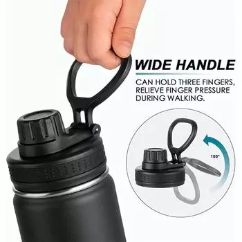 1 шт. 1000 мл портативная термоизолированная бутылка для воды из нержавеющей стали с двойными стенками, вакуумная, с широким горлом, спортивная бутылка с герметичной крышкой-носиком 1000ML чёрный