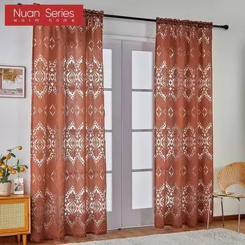 1 шт 10-30% затемняющая европейская жаккардовая полупрозрачная прозрачная занавеска для гостиной, спальни, домашнего декора, серия Nuan W100cm x L200cm красный