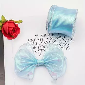 1 шт. 10 м/393 дюйма Волнистая пряжа Иллюзия Лента, Рыбий хвост пряжи Лента для упаковки подарков на День святого Валентина Букеты Свадебные банты синий