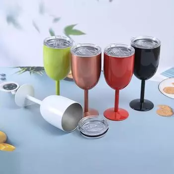 1 шт. 10 унций двойной стенки изоляции из нержавеющей стали бокал для вина термос вакуумная бутылка небьющиеся бокалы для вина шампанского напиток чашка 10oz розовый