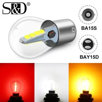 1 шт. 1156 1157 8SMD 3030 светодио дный стеклянная лампа BA15S BAY15D P21W P21/5 Вт светодио дный R5W R10W автомобильный задний указатель поворота стоп-сигнал заднего хода 12 В белый красный желтый 1156 BA15S P21W белый
