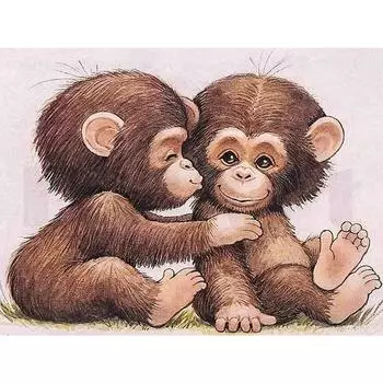 1 шт. 11,8x15,7 дюймов 5D DIY Алмазная картина, обезьяна, наборы для вышивания, полная алмазная живопись со стразами, домашний декор ручной работы, подарки Round drill 30x40cm