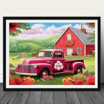 1 шт. 11,8x15,7 дюймов 5D DIY Алмазная картина без рамы, Фермерский автомобиль, Наборы для вышивания, Алмазная картина со стразами, Домашний декор ручной работы, Подарки Round drill 30x40cm