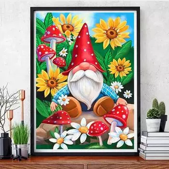 1 шт. 11,8x15,7 дюймов 5D DIY Алмазная картина Санта-Клаус Вышивка Гном Мозаика Вышивка крестиком Рождественские украшения Round drill 30x40cm