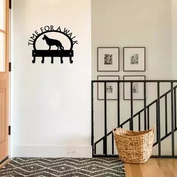 1 шт. 11-дюймовая немецкая овчарка, стоящая на время прогулки, вешалка для ключей, поводок для собак, настенный крючок, аксессуары для ванной комнаты, настенная наклейка для прихожей чёрный