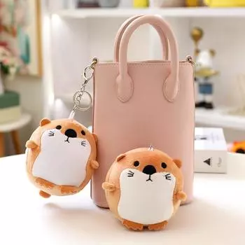 1 шт. 11 см новая милая имитация выдры плюшевая подвеска игрушки чучело дикого животного брелок куклы мягкая сумка декор подарок для детей 11cm