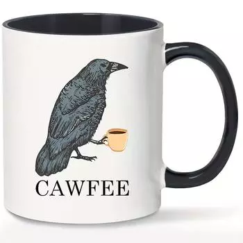 1 шт. 11 унций Cawfee Crow кружка для кофе Смешной любитель птиц художественный подарок 11 унций керамическая чашка для кофе с подарочной коробкой Зимняя летняя посуда для напитков Подарки 301-400ml белый
