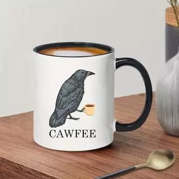 1 шт. 11 унций Cawfee Crow кружка для кофе Смешной любитель птиц художественный подарок 11 унций керамическая чашка для кофе с подарочной коробкой Зимняя летняя посуда для напитков Подарки 301-400ml белый
