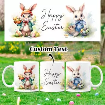 1 шт. 11 унций Персонализированные кружки на заказ, стаканы для воды с настраиваемым текстом и кофейные чашки с пасхальными элементами кружка для кофе
