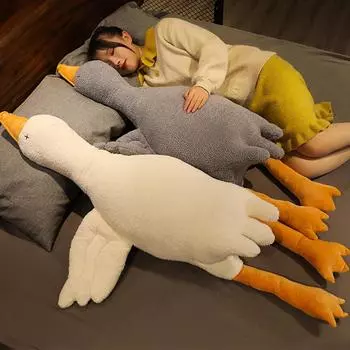 1 шт. 120 см кавайные плюшевые игрушки белого и серого гуся, мягкие, удобные, подушка с изображением животных, успокаивающие куклы для детей, подарок для ребенка