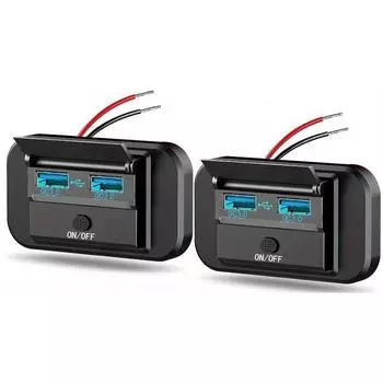 1 шт., 12–24 В USB-розетка с выключателем питания, двойная быстрая зарядка QC3.0, порт USB-A, панель для настенного крепления к поверхности, автомобильный USB-адаптер для зарядного устройства, 12 В 1pc чёрный