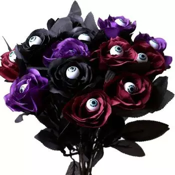 1 шт./12 шт. в упаковке искусственные розы на Хэллоуин с глазными яблоками тканевые цветы тематический букет на Хэллоуин для украшения вечеринки на Хэллоуин