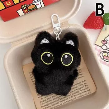 1 шт. 12 см милый черный кот плюшевая игрушка брелок мультяшный котенок мягкая кукла кулон автомобильный брелок рюкзак сумка Декор детский подарок