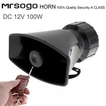 1 шт., 12 В, 100 Вт, 7 громких звуков, автомобильная предупредительная сигнализация, полицейская пожарная сирена, звуковой динамик с пультом дистанционного управления коричневый