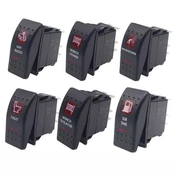 1 шт. 12 В 24 В автомобильные лодочные светодиодные кнопочные переключатели с двумя красными лампами 5P SPST кулисные переключатели для ARB Marine RV 44 караван водонепроницаемые