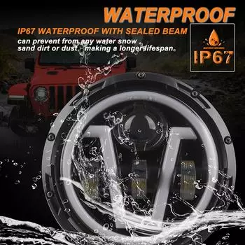 1 шт., 12 В/24 В, мотоциклетная фара, 7 дюймов, V-образная светодиодная фара с указателями поворота, DRL, дальний/ближний свет