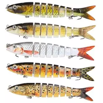 1 шт., 13,28 см, 19 г, многосоставные рыболовные приманки, приманки, реалистичные, 8 секций, тонущие снасти 1