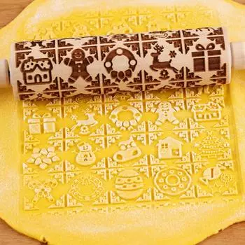 1 шт. 13,7-дюймовая деревянная рождественская рельефная скалка для выпечки кондитерских изделий, сапоги Санта-Клауса с изображением лося, инструмент для глубокой гравировки и штамповки печенья