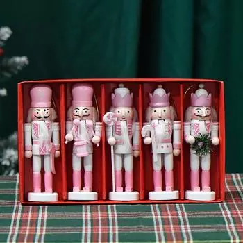 1 шт 13 см белый и розовый деревянный Щелкунчик кукла солдат кулон винтажные поделки 1pcs