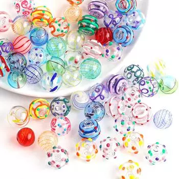 14 мм ручная работа полые стеклянные бусины лампворк круглые шармы для эолийских ветряных колокольчиков ювелирные изделия своими руками изготовление аксессуаров style 01