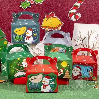 1 шт. 15,5916,5 см Рождественская подарочная коробка Рождественская подарочная коробка Коробка для печенья Упаковочная коробка для конфет Коробка для яблок Чехол для переноски 15.5x9x16.5cm