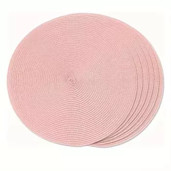 1 шт. 15-дюймовые круглые плетеные полипропиленовые салфетки под тарелки, моющиеся нескользящие изолированные салфетки под стол для домашнего декора обеденного стола фестивальной вечеринки розовый