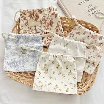 1 шт. 15x15 см. Мини-сумка для хранения косметических средств в стиле Ins, хлопковая сумка на шнурке 15x15cm