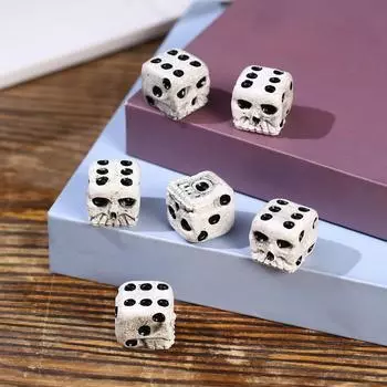 1 шт., 16 мм, 6 граней, шестигранный череп, смола, D6, набор кубиков в виде точек, черный, белый цвет, точка для DND, TRPG, RPG, настольная игра, настольная игра, Хэллоуин