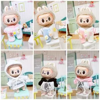 1 шт. 17 см одежда для кукол Labubu, симпатичная мини-плюшевая кукла, наряд, аксессуары, комбинезон с капюшоном, свитер, пончо для кукол Labubu fit 17cm Labubu Doll