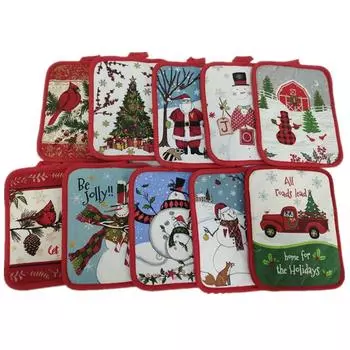 1 шт. 17x22 см хлопок рождественский коврик для посуды для выпечки кастрюли духовки изоляционный коврик для стола подставка под стаканы рождественская вечеринка подарок 17x22cm