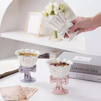 1 шт. 180 мл керамическая миска для мороженого на ножках, чашка для десерта, молочного йогурта, хлопьев, десерта, фруктового салата, подносы для пудинга 180ml