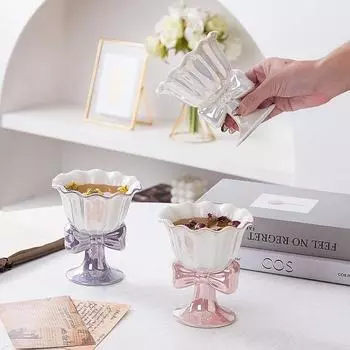 1 шт. 180 мл керамическая миска для мороженого на ножках, чашка для десерта, молочного йогурта, хлопьев, десерта, фруктового салата, подносы для пудинга 180ml белый