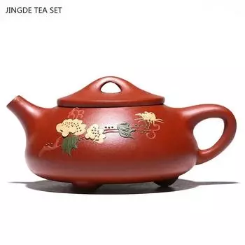 1 шт. 180 мл нарисованный вручную цветок каменный чайник-лопатка фиолетовый глиняный чайник домашний чайный сервиз для гостиной