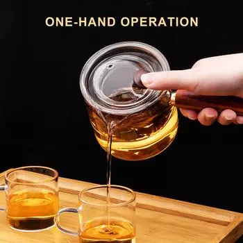 1 шт., 18,6 унций/550 мл, индукционный стеклянный чайник с деревянной ручкой — идеально подходит для любителей чая 550ml