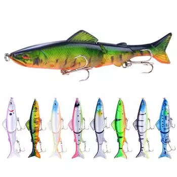 1 шт. 18 г/13 см рыболовная приманка 3 сегмента крэнк 3D глаза форма рыбы снасть крючок наживка 1#