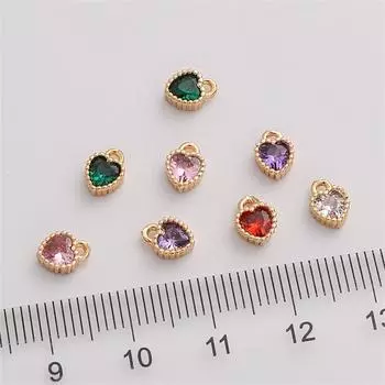 1 шт. 18 К позолоченная латунь сердце любовь подвеска для изготовления ювелирных изделий DIY браслет ожерелье серьги 5*7mm 1pcs красный