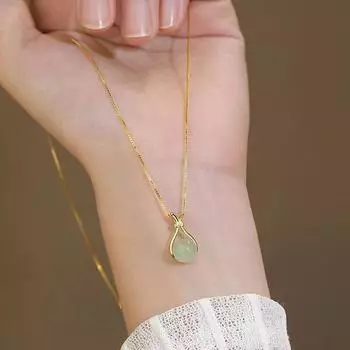 1 шт. 18-каратное золотое ожерелье из нефрита Хотан, металл, не тускнеет, модные женские аксессуары, ювелирные изделия onesize