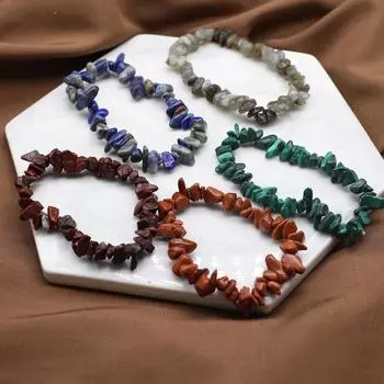 1 шт. 18 см натуральный камень эластичный шнур браслет кристалл агат аметист тигровый глаз кварц щебень мужчины женщины ювелирные изделия аксессуары 18cm