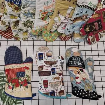 1 шт. 18x33 см утолщенные хлопковые напечатанные большие прихватки для духовки, прихватки для выпечки, микроволновая печь, изоляция, кухонный инструмент, подарок на вечеринку