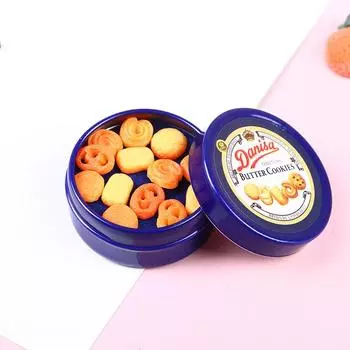 1 шт. 1/12 кукольный домик, миниатюрный датский набор печенья в синей жестяной коробке, кухонные принадлежности one size