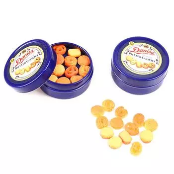 1 шт. 1/12 кукольный домик, миниатюрный датский набор печенья в синей жестяной коробке, кухонные принадлежности