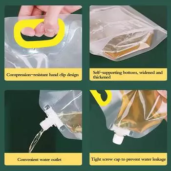 1 шт. 1/1,5/2,5/5/10 л многоразовые прозрачные пакеты для питья, фляжки для напитков, сумка для ликера 1.5L