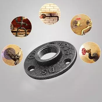 1 шт. 1/2 3/4 1 черный декоративный фланец из ковкого чугуна для пола/стены из ковкого чугуна, фитинги для труб, принадлежности для украшения сада