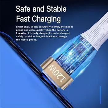 1 шт. 1,2 м кабель передачи данных 120 Вт сверхтолстый 6A USB C тип C кабель универсальный кабель передачи данных провод быстрой зарядки зарядное устройство шнур передачи данных 1.2m белый