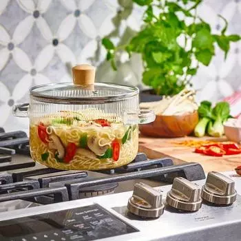 1 шт., 1,6 л кастрюля из боросиликатного стекла с крышкой — термостойкая, безопасная и стильная для молока и продуктов питания, идеально подходит для использования дома и в ресторане